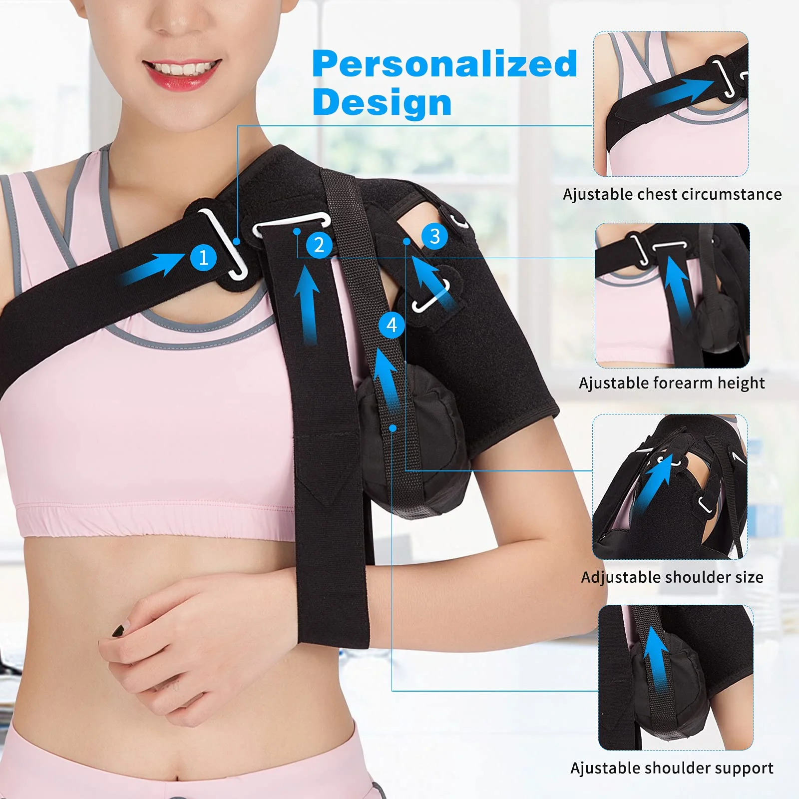 Shoulder Immobilizer with Abduction Stroke Shoulder Brace for Stroke Hemiplegia Medical Shoulder Support Immobilizer