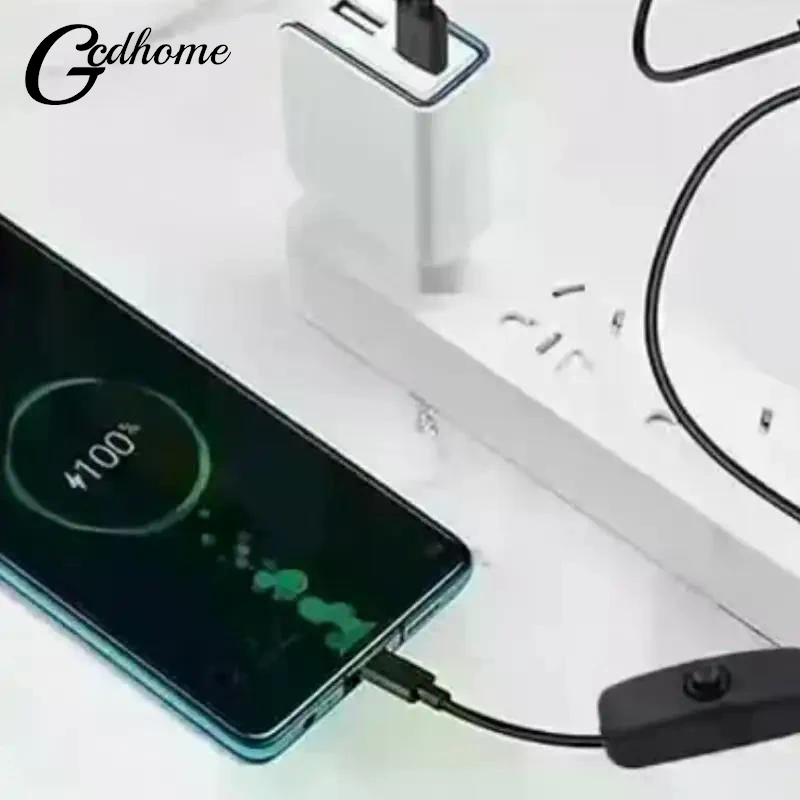 【W】1Pcs 4A High Current USB-C Male To Female Extension Cable With On Off 5V Type C Power Supply Cord For Mobile Phone Tablet