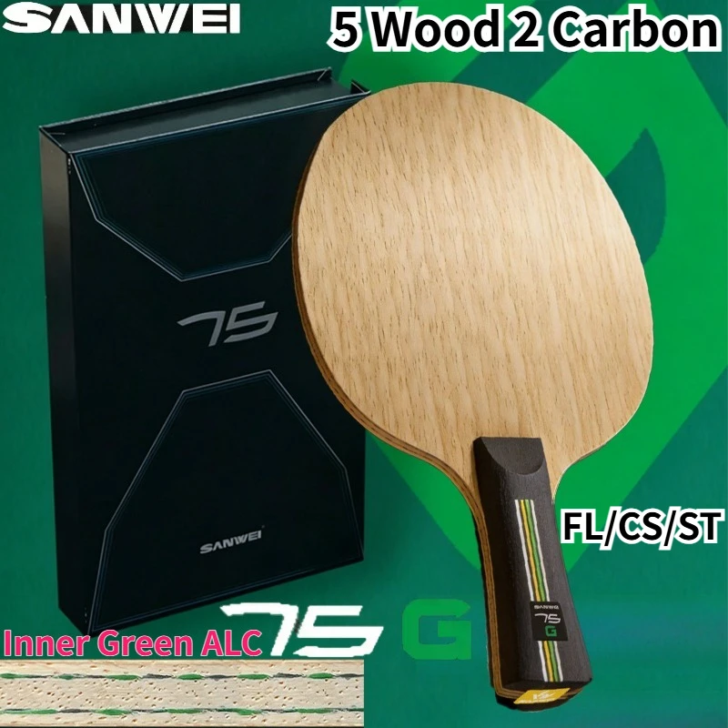 

NEW SANWEI 75G Inner Green-ALC Table Tennis Racket Blade 5 Wood 2 Carbon Limba Surface Ayous Core Professional Ping Pong Paddle