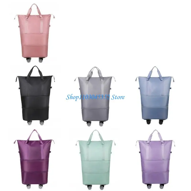 

Solid Color Travel Bag with Large Capacity Pulley Rolling Luggage Bag