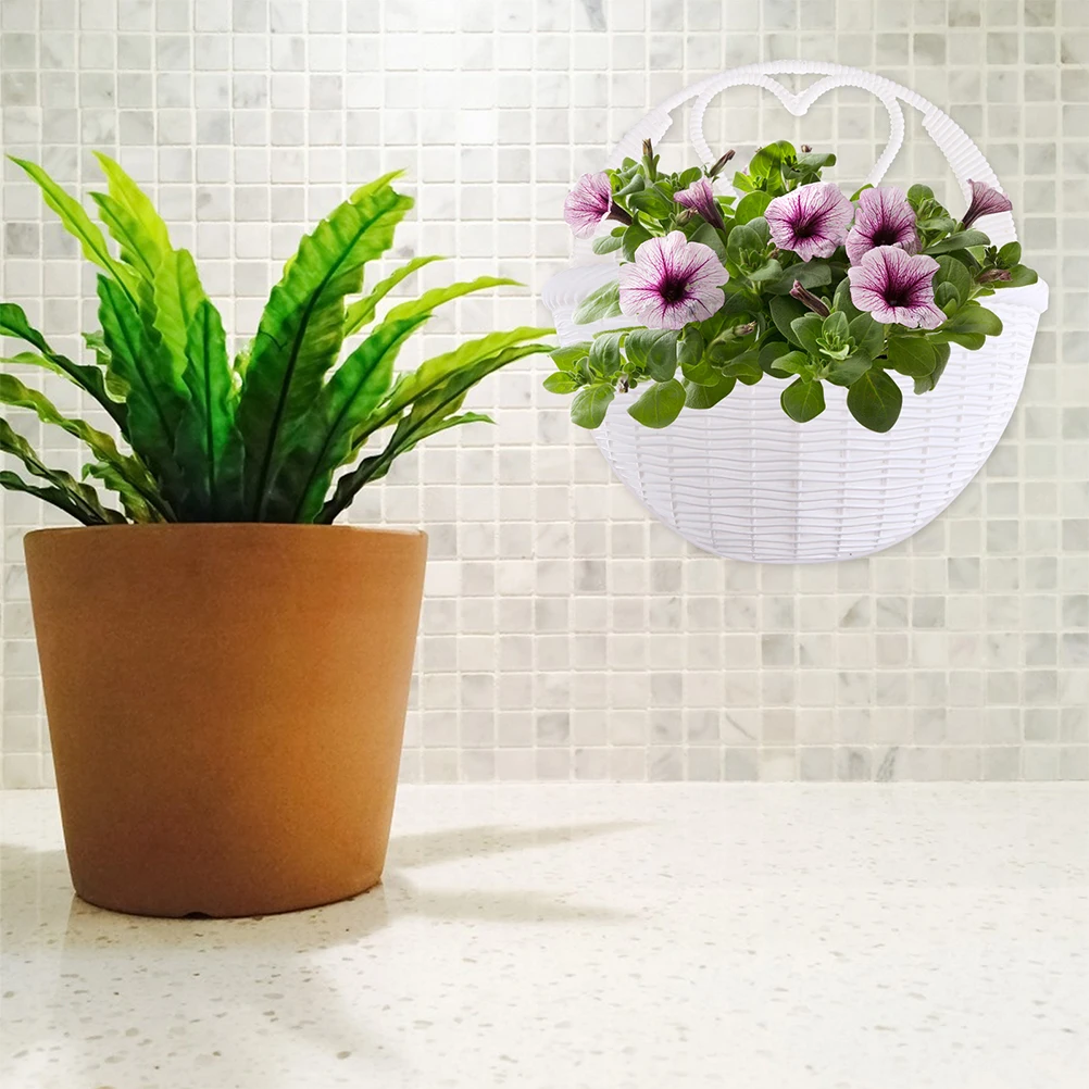 

4 Pcs Flower Stand Wall Hanging Basket Vintage Home Decor Vase Plastic Mounted Flowerpot
