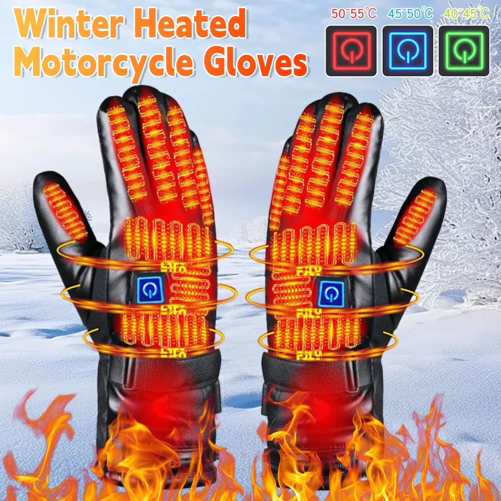 

Heated Motorcycle Gloves Thermal Touchscreen Gloves Winter Hand Warmer Rechargeable Heating Thermal Moto Gloves For Men Women