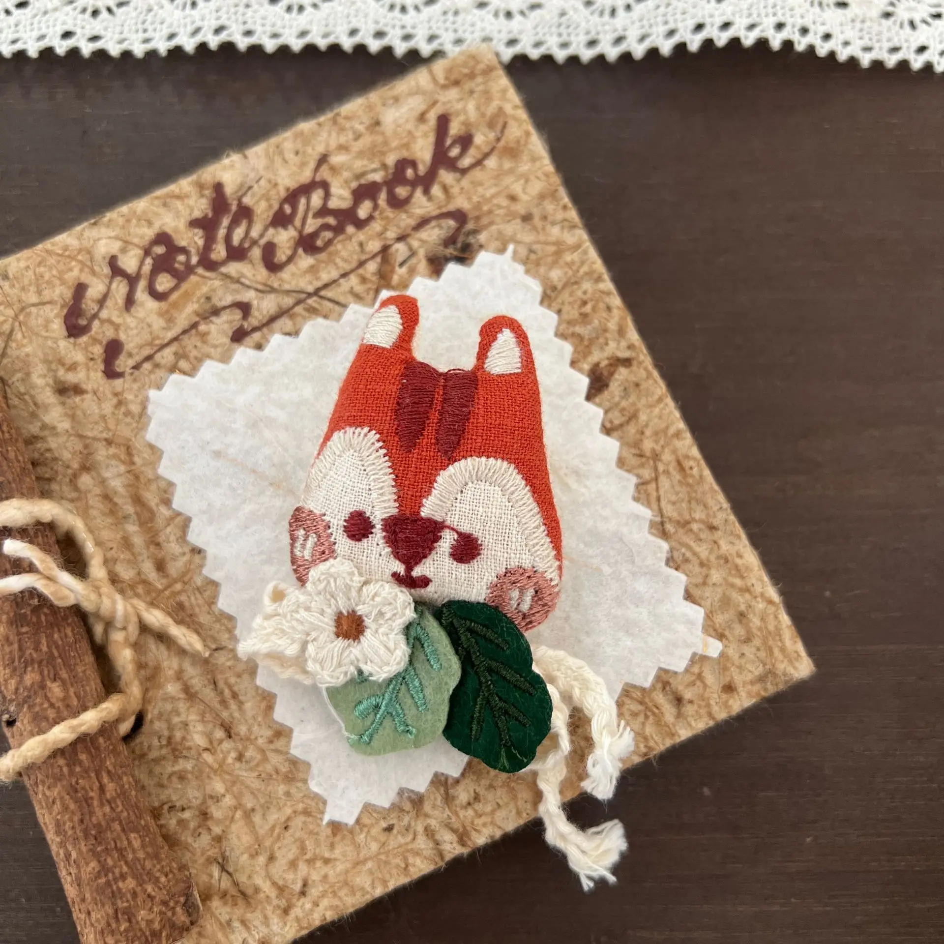 Handmade Fabric Brooch Cotton Filled Fox Design for Shoes Socks Hat Bag DIY Sewing Embellishment Upgraded