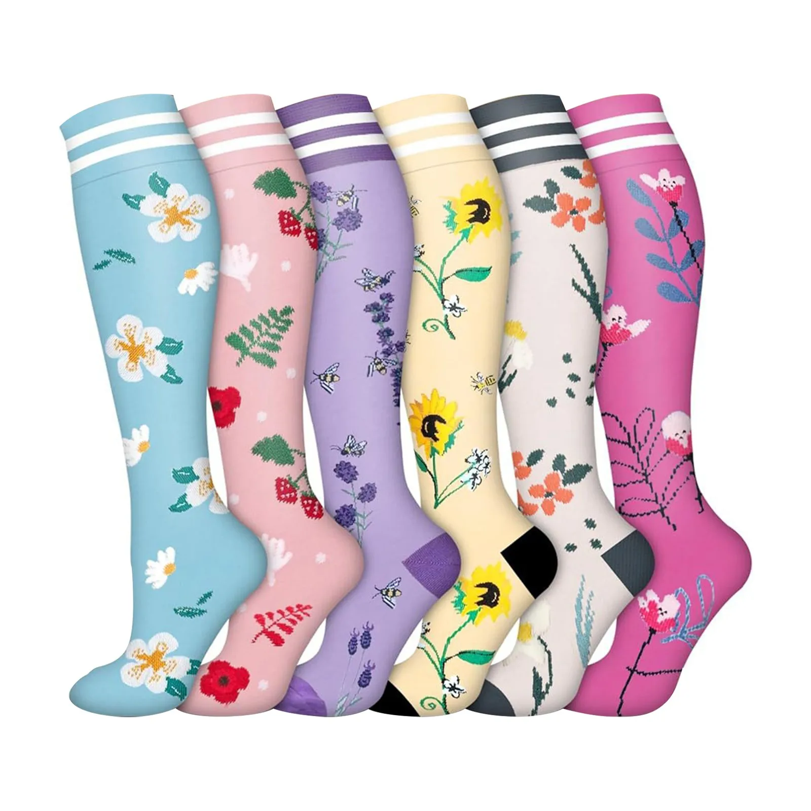 

6PCS Daily Casual Dressing up Printing Stockings Men Women Compression Stockings Outdoor Sport Running Riding Stockings Supplies