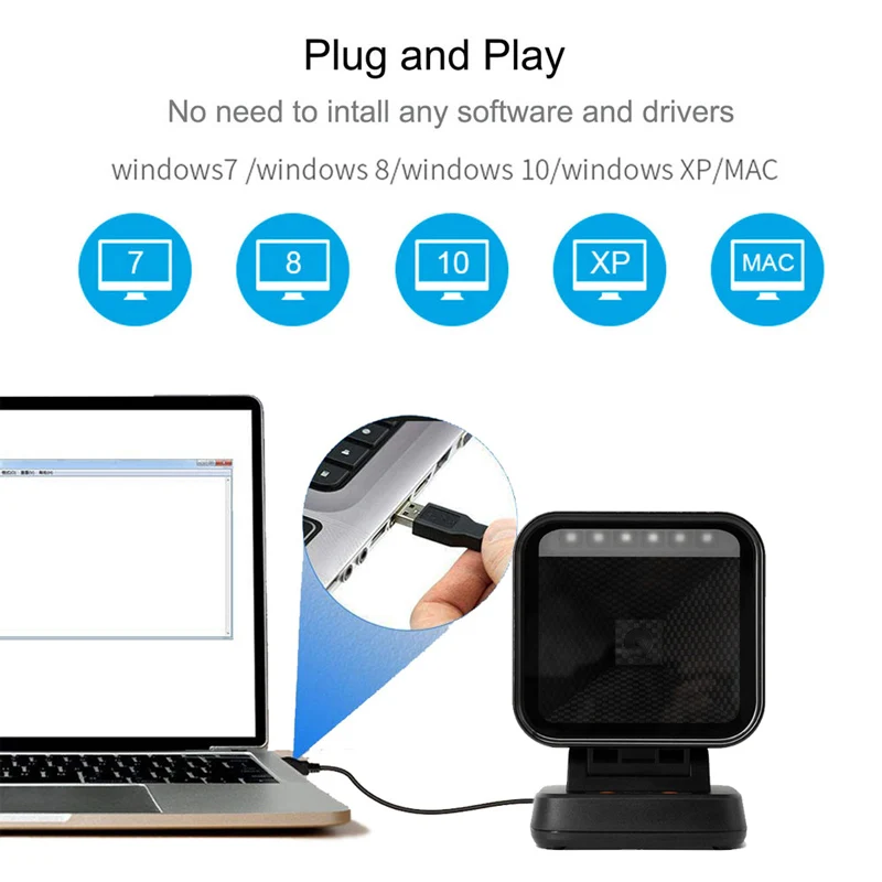 Imagem -06 - Barcode Scanner Mãos-livres com Plataforma de Digitalização de Alto Desempenho 1d 2d Leitor de Código qr Desktop Exposição Global Flat Retail Pay
