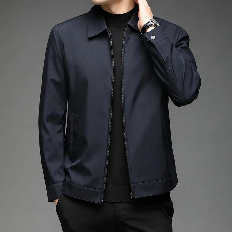 

Men High Quality Fashion Business Spring Autumn Stand Collar Fashion Jacket Coats Simple Solid Jackets Cloting Casual Jacket