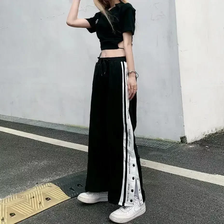 Slim Fit Sporty Casual Pants for Women Thin Style Student Fashion Trendy Loose Versatile Streetwear Urban Style Long Trousers