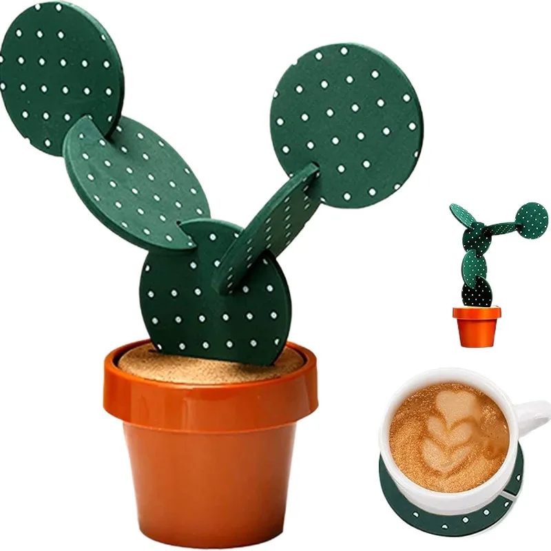 Creative Cactus Coaster Non-slip Heat Insulation Environmentally Friendly Meal Tea Mat Placemat Home Storage Desktop Ornament