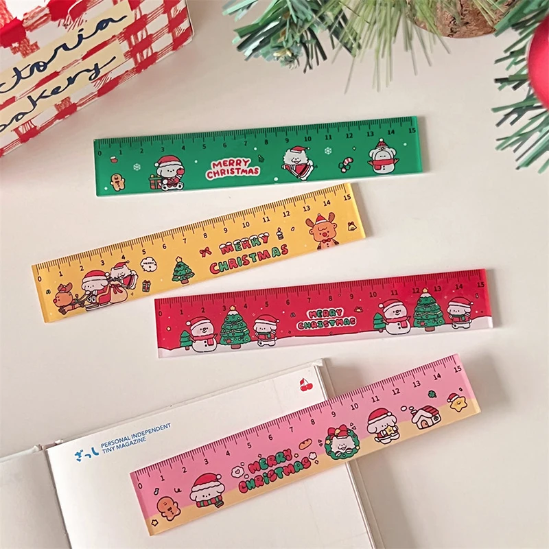 15cm Cartoon Christmas Magnetic Ruler Kawaii Stationery Rulers Student Soft Design Ruler Set of Drafting Rules SchoolSupplies