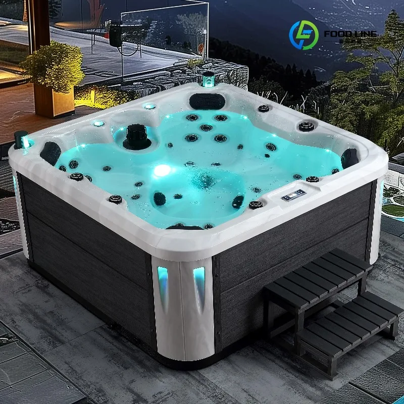 2026 Hot Sale Luxury Outdoor Hot Tub Swimming Pool Hydro Massage Spa Swim Free Standing Air Jet Large Whirlpool Bathtub Customiz