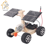 DIY Mini Solar Wireless Remote Control Car Toy Science Educational Toy Assembly RC Toys Wooden Car Vehicle Model For Kids