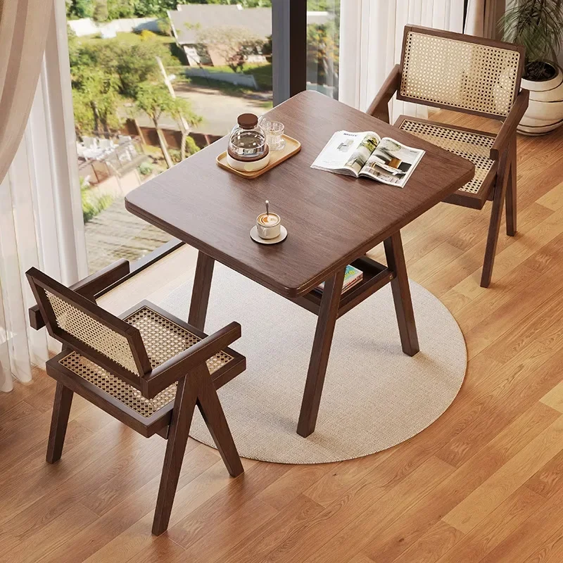 Balcony small table and chair three-piece solid wood one table and two chairs simple home leisure tea table and chair