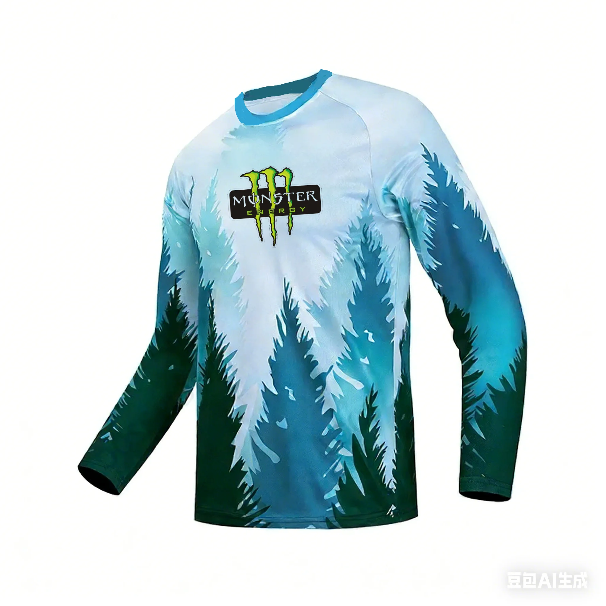 Monster Energy Forest Camisa de secado rápido para exteriores de manga larga de camuflaje, camiseta deportiva con estampado 3D de montaña de moda