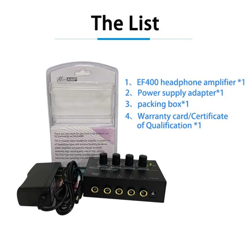 EPXCM EF-400 OEM Factory Wholesale Mini Professional 4 Channel Monitor Earphone Splitter Wire Amplifier Portable