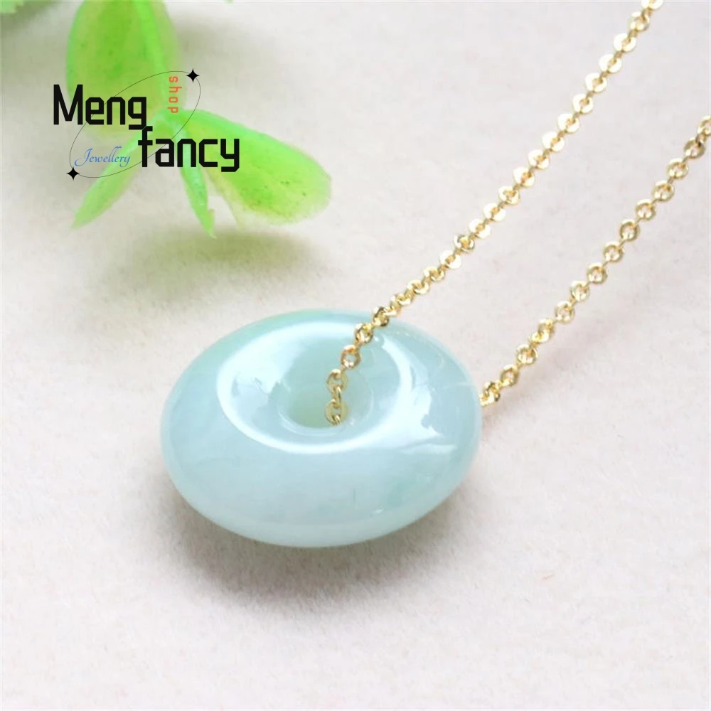 Natural Myanmar A-goods Jadeite Ice Moist Peace Button Pendant Exquisite Elegant Simple High-grade Fashion Jewelry Holiday Gifts