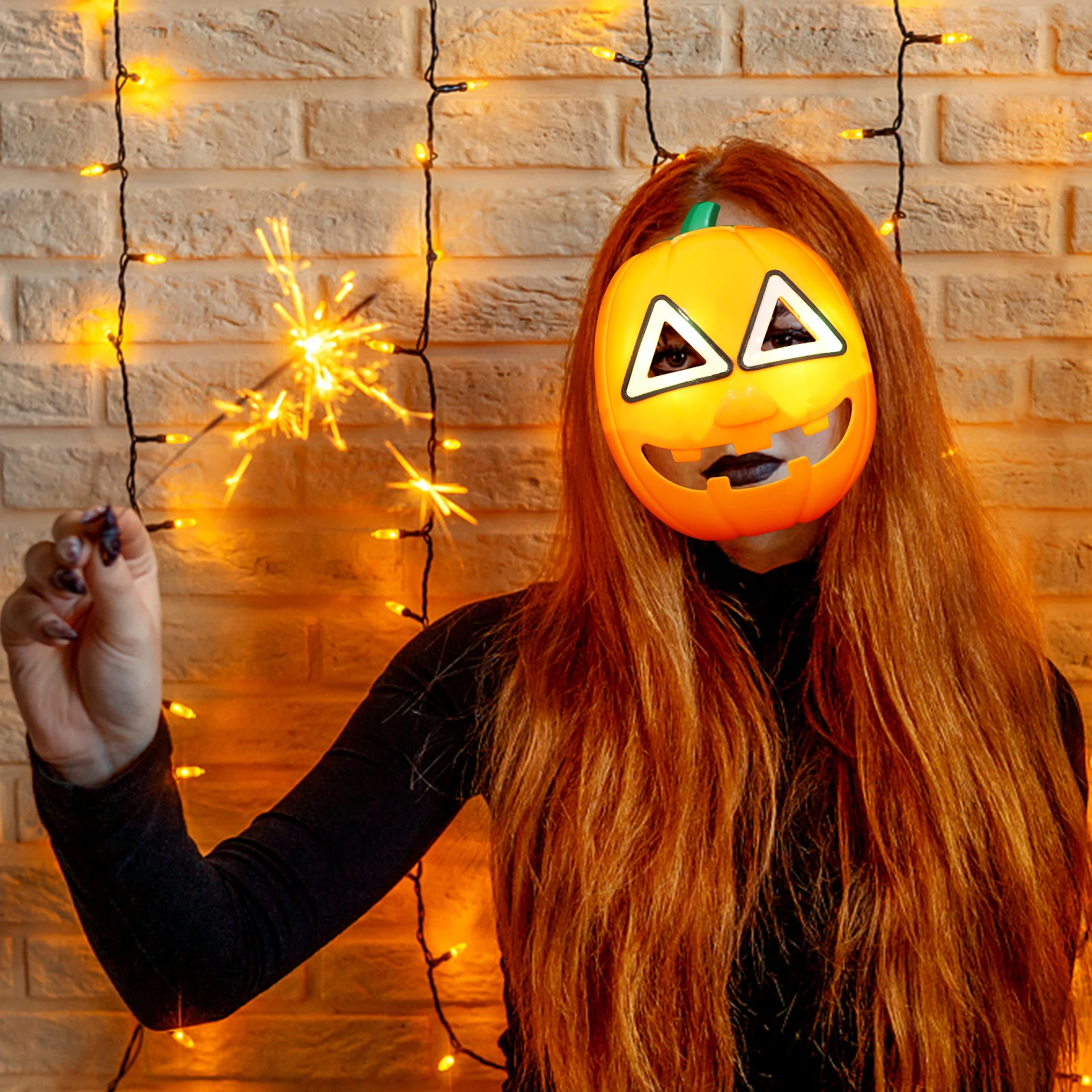 

Glowing Pumpkin Halloween Party Cosplay Mask Full Face Music Halloween Costume Mask Dance Makeup Prop Women Girls Carnival