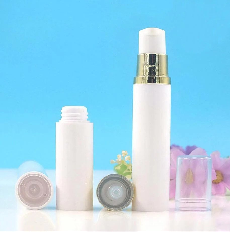 15ML white plastic airless bottle gold pump clear lid lotion/emulsion/serum/eye essence foundation toner cosmetic packing