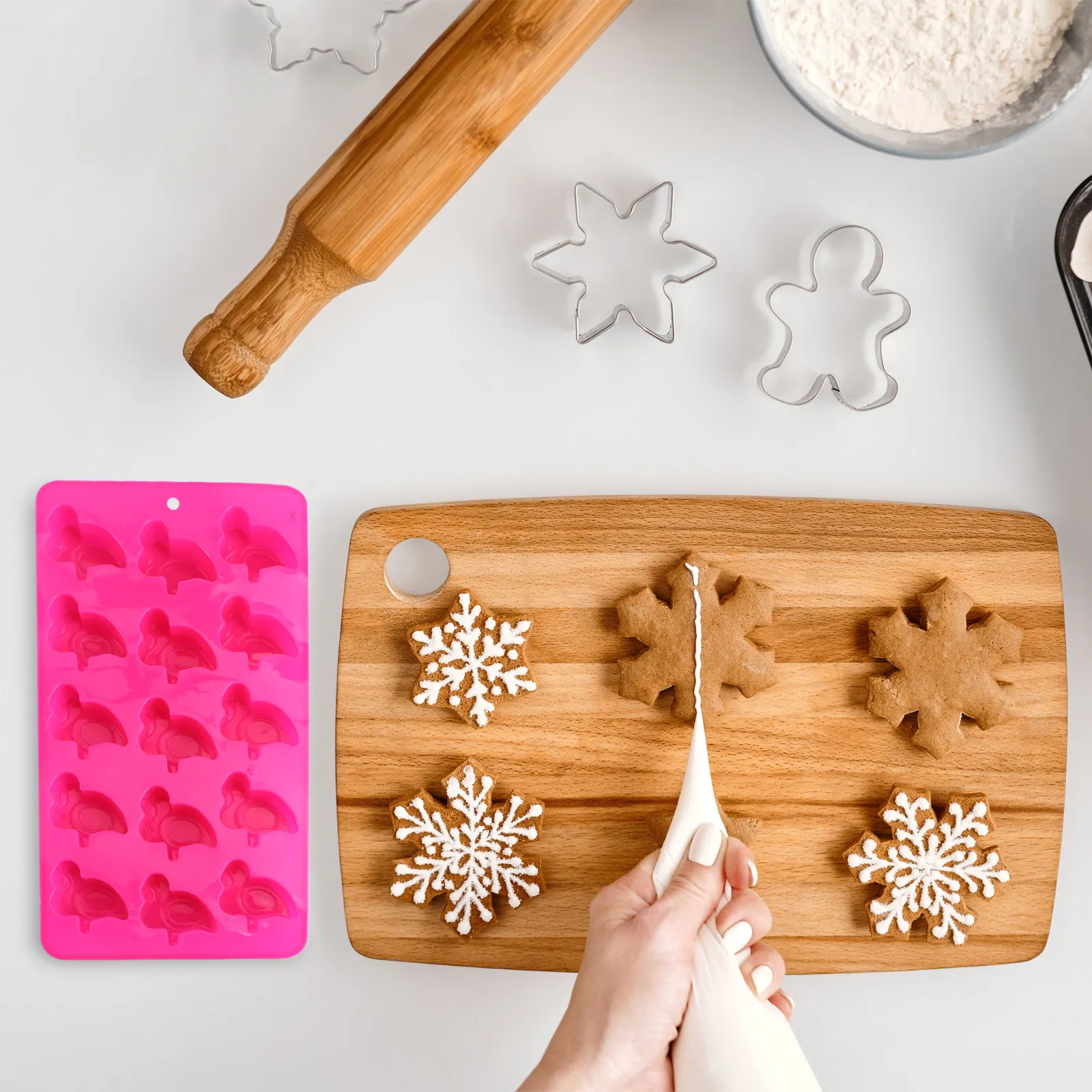 

2 шт. Премиальные силиконовые формы для выпечки в форме фламинго, гибкие, антипригарные, для кексов, шоколада, фондана, кубиков льда, DIY