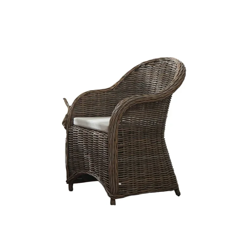 

Indonesian natural rattan chair, backrest, balcony casual, retro rattan dining chair