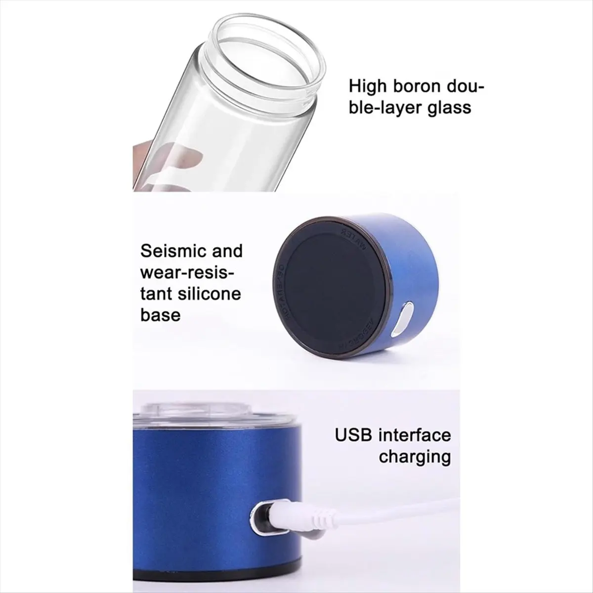 【ABFS】Hydrogen Water Generator,Rechargeable Hydrogen Water Bottle, Portable Hydrogen Water Ionizer Machine-Black