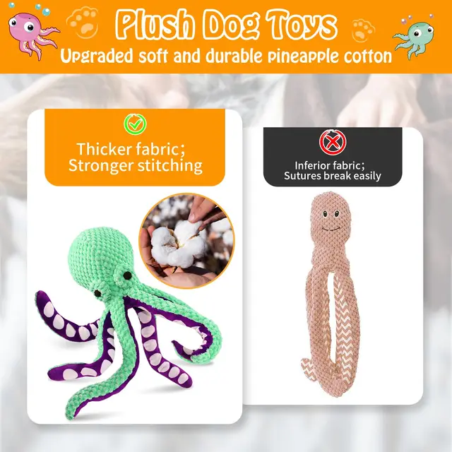 Squeaky Octopus Plush Dog Toy Indestructible Teething Chew Toy Interactive Sound Pet Stress Relief Boredom Toy for Dogs and Cats 3 Squeaky Octopus Plush Dog Toy Indestructible Teething Chew Toy Interactive Sound Pet Stress Relief Boredom Toy for Dogs and Cats 3