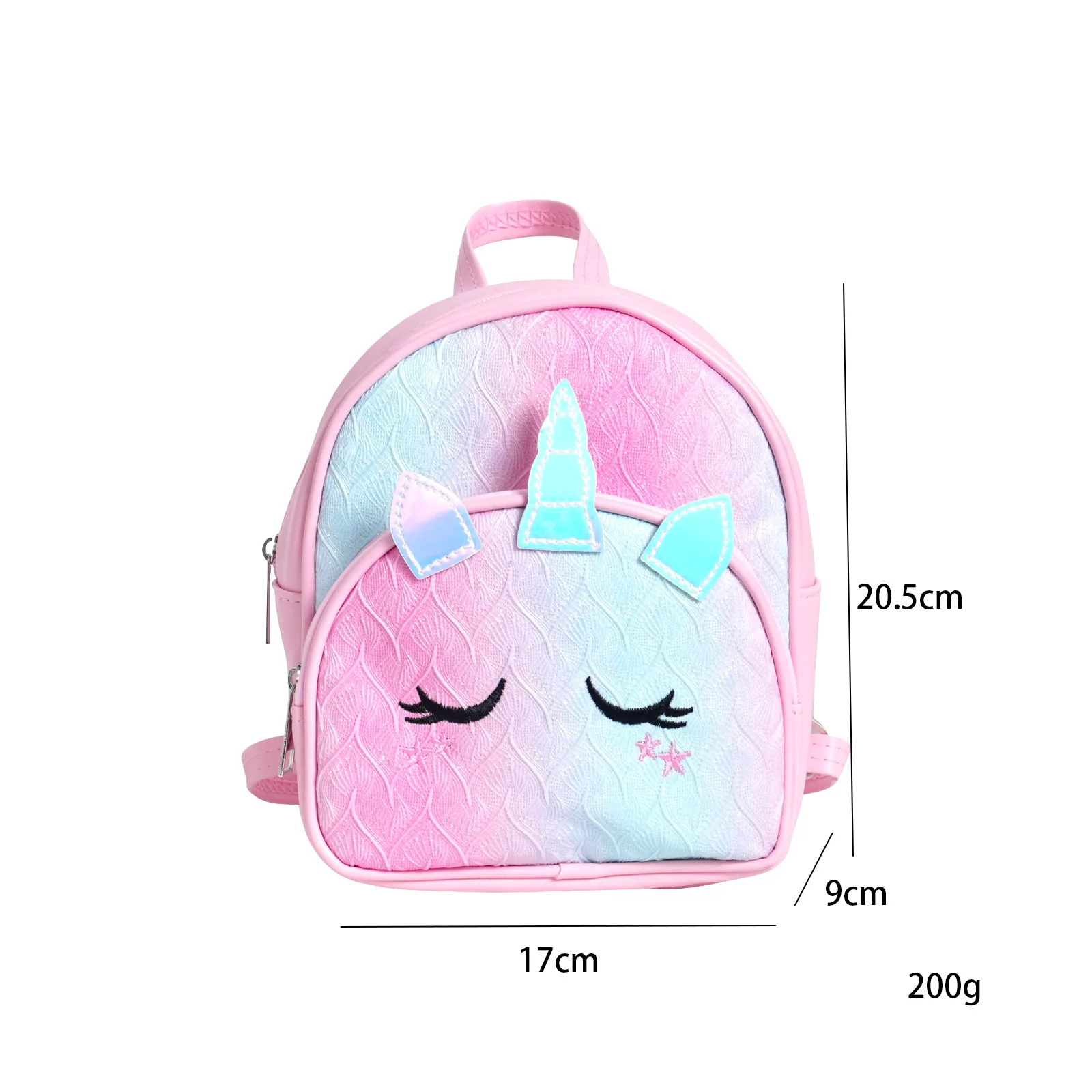 Mochila escolar bordada con pestañas, bolso de un solo hombro, personalizado, unicornio de dibujos animados, teñido con lazo láser, nueva moda