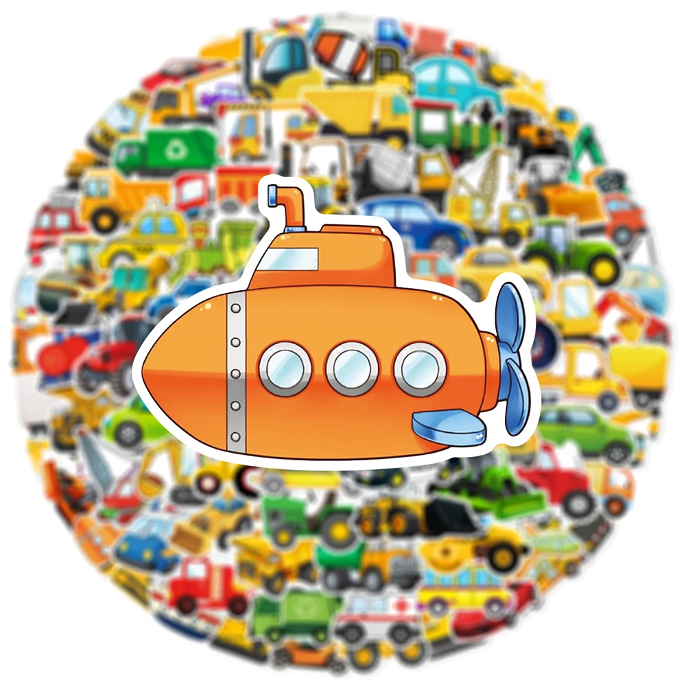 10/30/60/120PCS Cute Construction Truck Stickers for Kids Excavator Aeroplane Cartoon Decals Waterproof Graffiti Luggage Laptop image 4