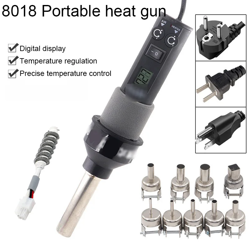 Hot Air Gun GJ8018LCD Portable Temperature Control 110V/220V LCD Digital Display for Rework Soldering Welding Repair Tools