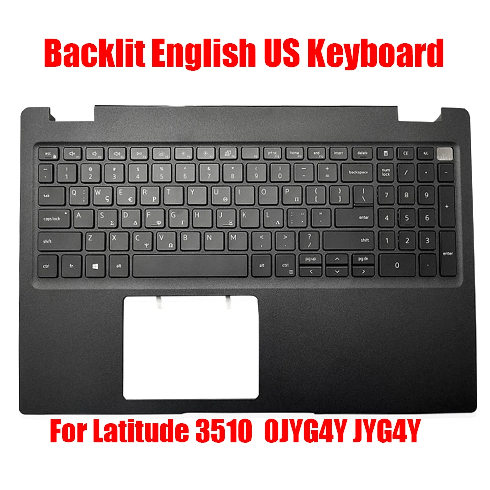 

Laptop Palmrest For DELL For Latitude 3510 0JYG4Y JYG4Y With Backlit English US Keyboard Black Upper Case New