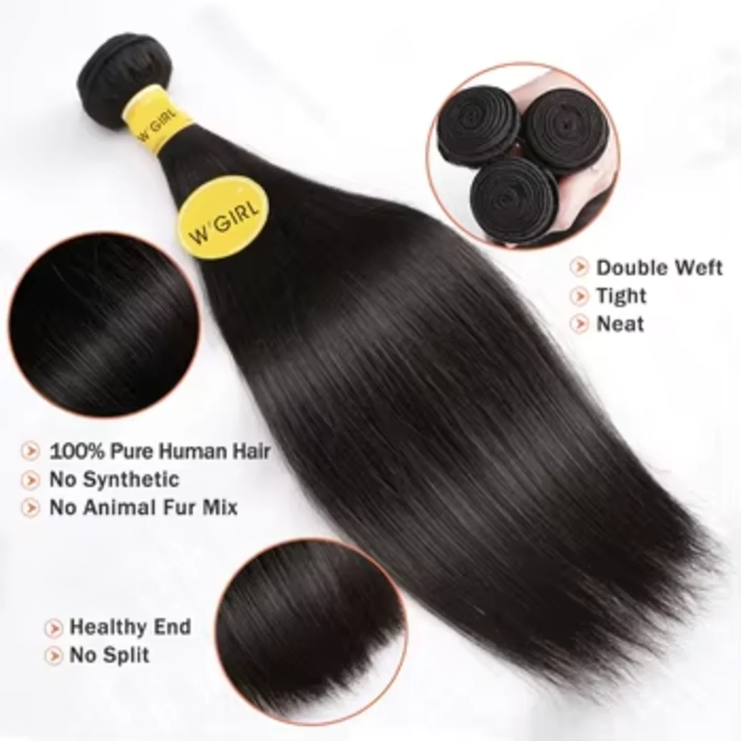 10A Straight Bundles Human Hair 16 18 20 Inch 100% Unprocessed Raw Vietnamese Human Hair Bundles Deals Natural Black Colo