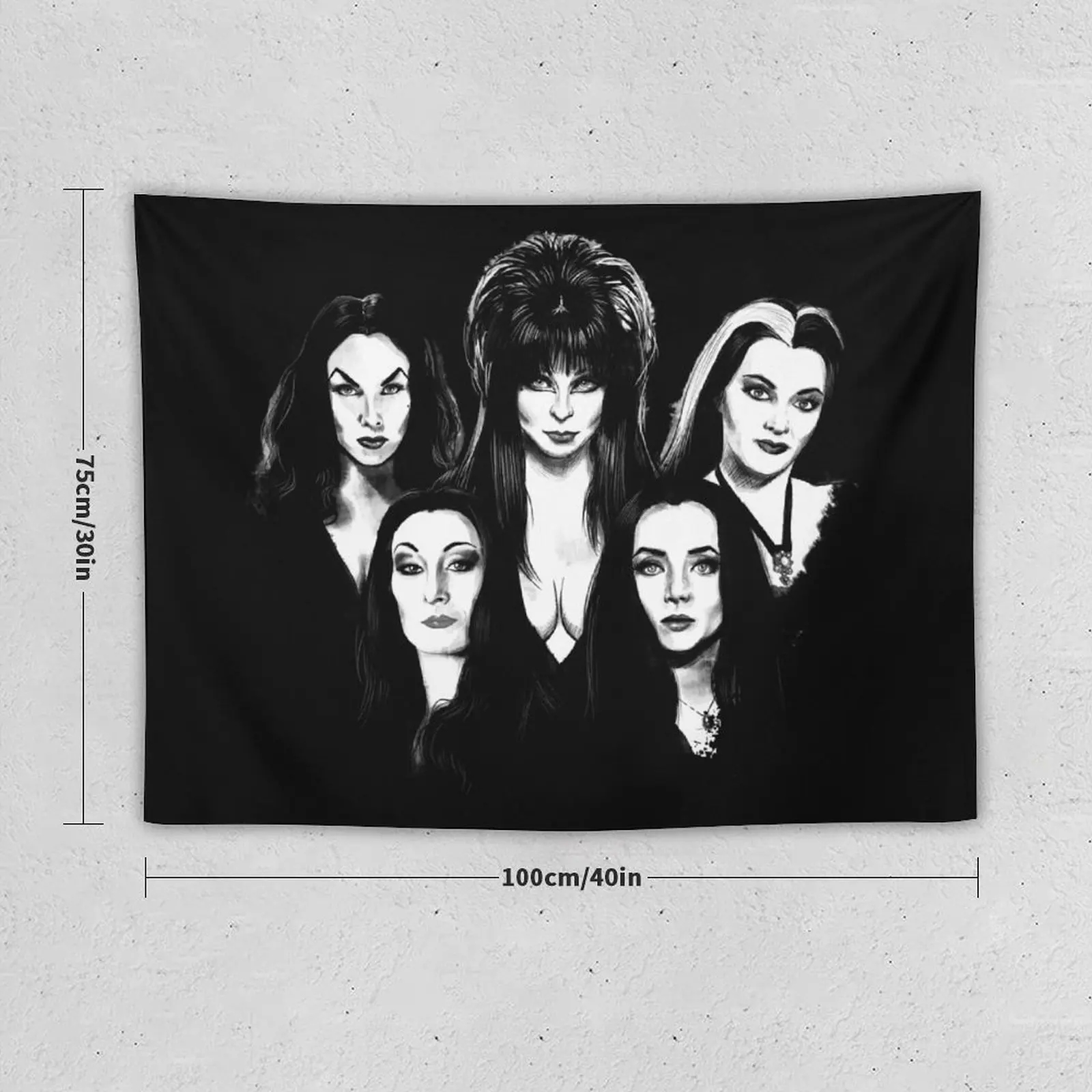 Goth Queens - Elvira, Vampira, Lily, Morticia Tapestry Decoration For Rooms Bedroom Decor Wall Deco Tapestry