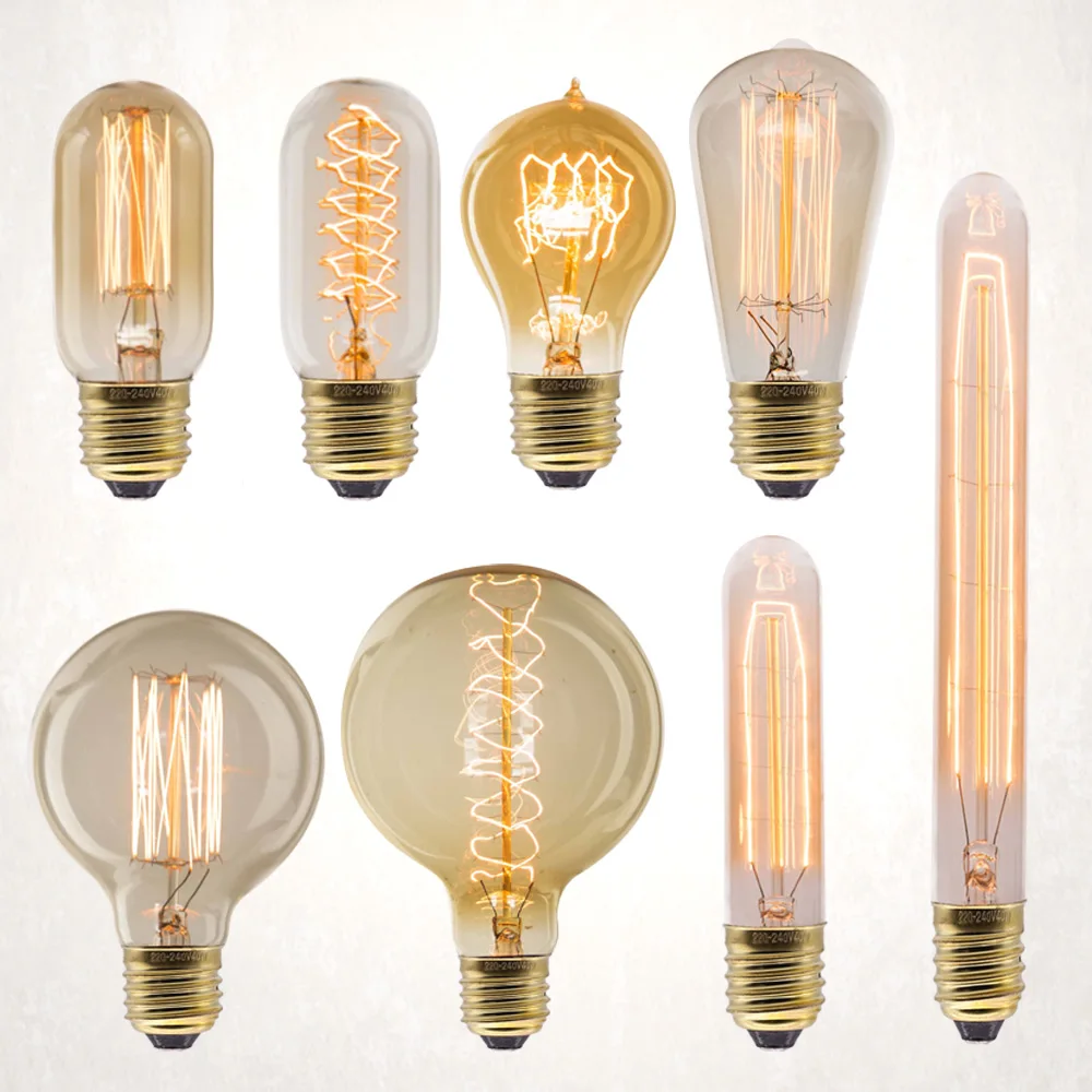 Edison Bulb E27 220V 40W ST64 G80 G95 G125 Ampoule Vintage Edison Bulb Incandescent Lamp Filament Retro Light Bulb Home Decor