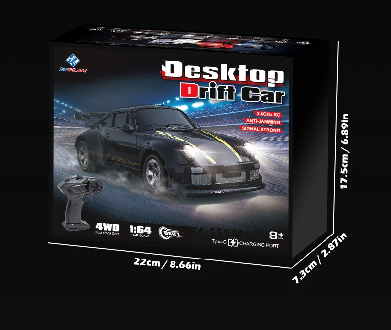 New 4WD 2.4GHZ RC Simulation Mini Drift Car Palm Racing Model Desk Toys 1/64 Scale Remote Control Car Gift for Children Boys.