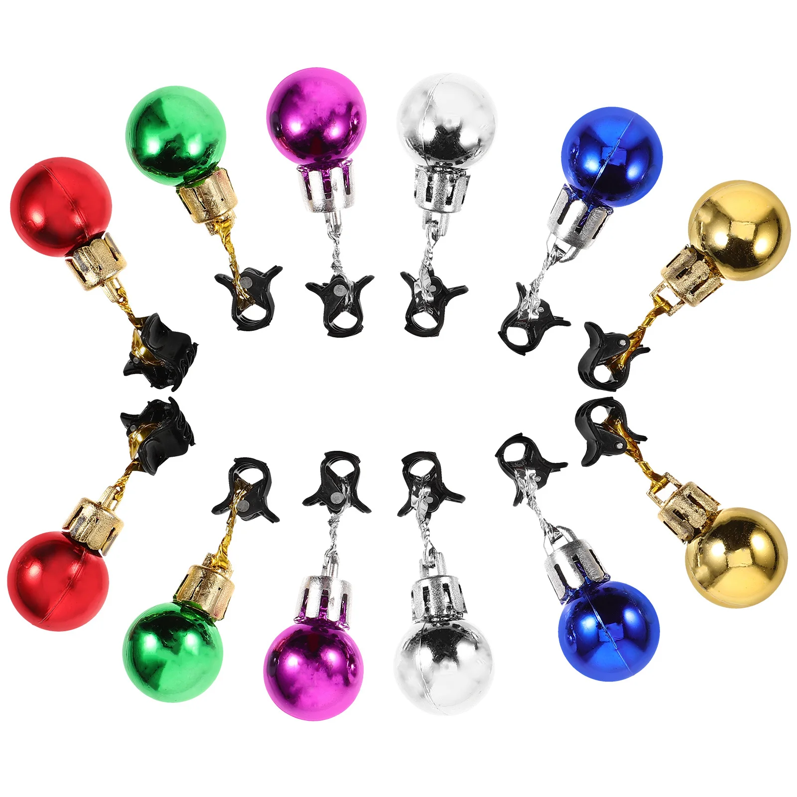 12Pcs Beard Bell Ornaments Christmas Beard Charm Clips for Cosplay Hair Pendant Decor Festive Party Supplies Unisex Reusable