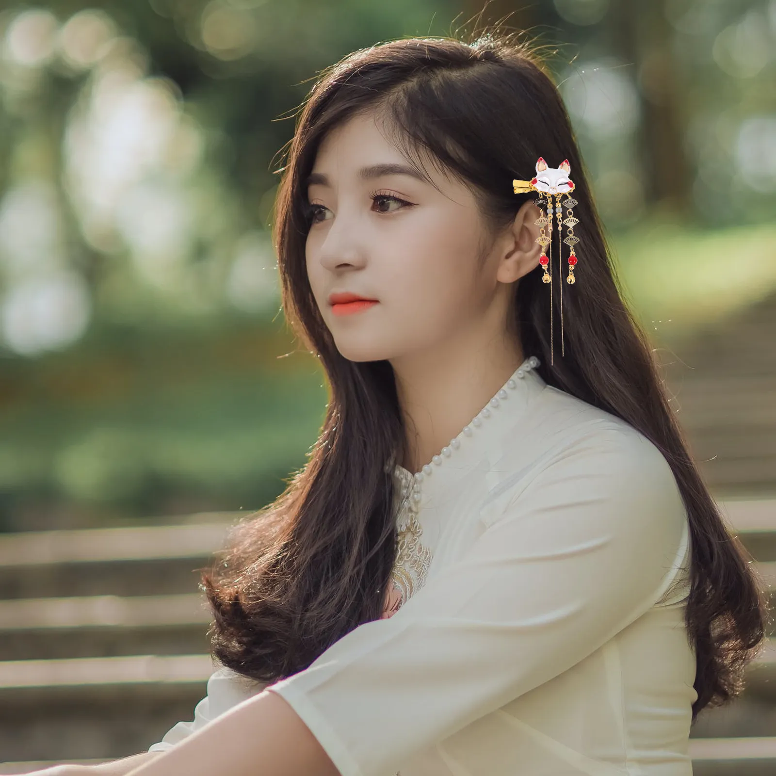 

2 шт. заколки для волос в китайском стиле, из сплава, с дизайном лисы и кисточками, винтажные боковые зажимы, изысканная работа, благородный цвет