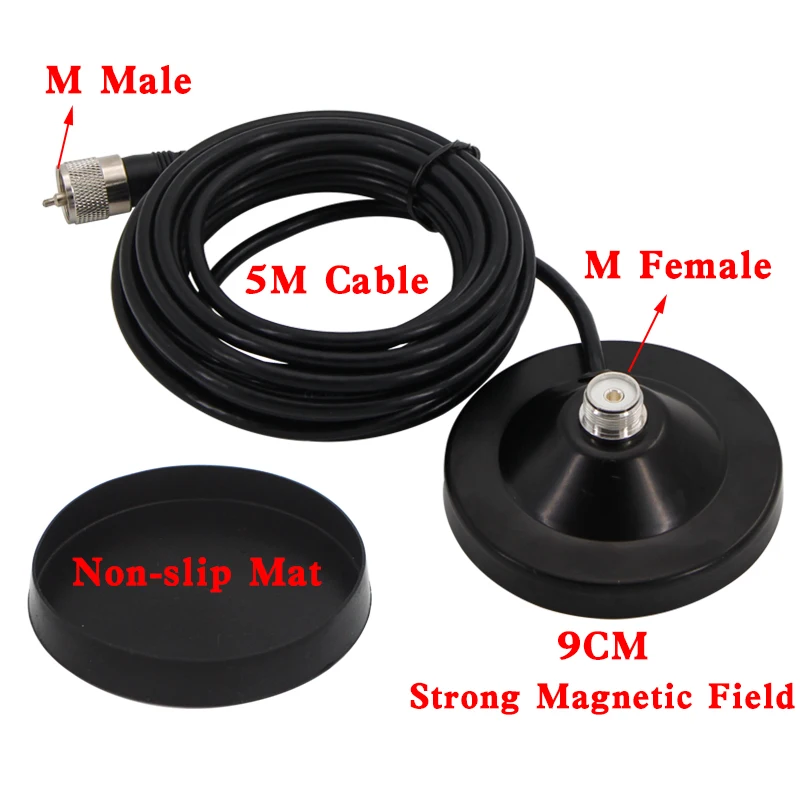 M5-PL259 9CM Magnet 5M Feeder Cable PL259 Mount Car Antenna Base for TH-9800 BJ-218 BJ-318 Mobile Radio