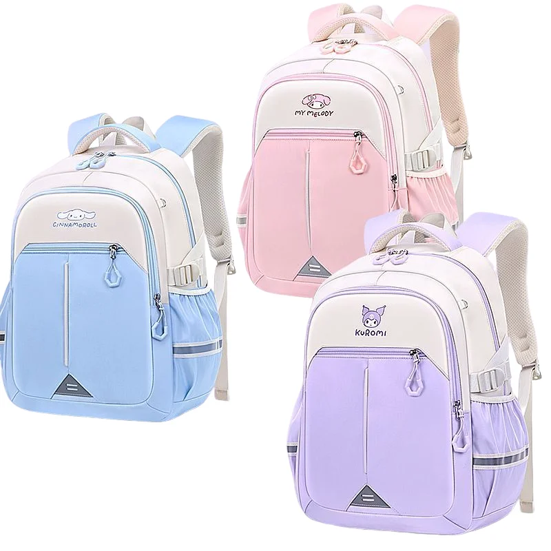 

Hot Sanrio Student Backpack Kawaii My Melody Anime Kuromi Spinal Protection Waterproof Girl Schoolbag New School Stationery Gift