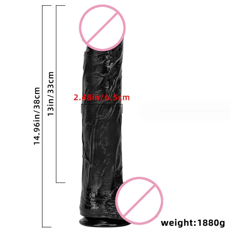 38*6.5cmCM Oversized Realistic Penis Xxl Anal Dildo Black Sex Products Huge Thick Big Dick Sex Toys for Women Men Masturbation