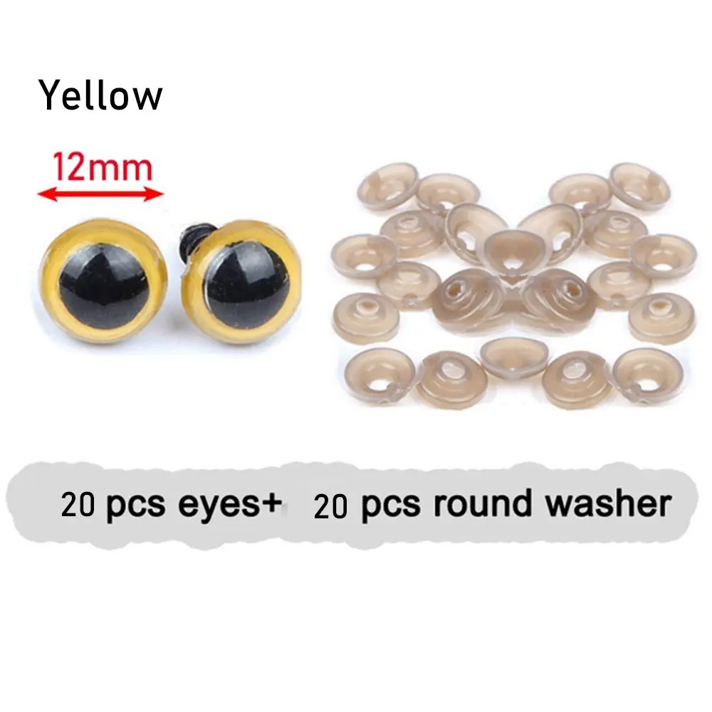 

20pcs/10pairs 8/10/12/14mm Plastic with Washer Bear Animal Accessories Dolls DIY Tools Eyes Crafts Puppet Crystal Eye