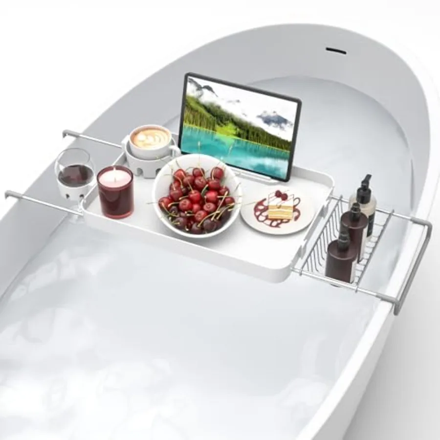

Bathtub Tray for Large Soaking Tub Table Tray Expandable Tub Shelf for Bathtub Caddy Bath Shelf Over Tub Luxury Bath Board Book