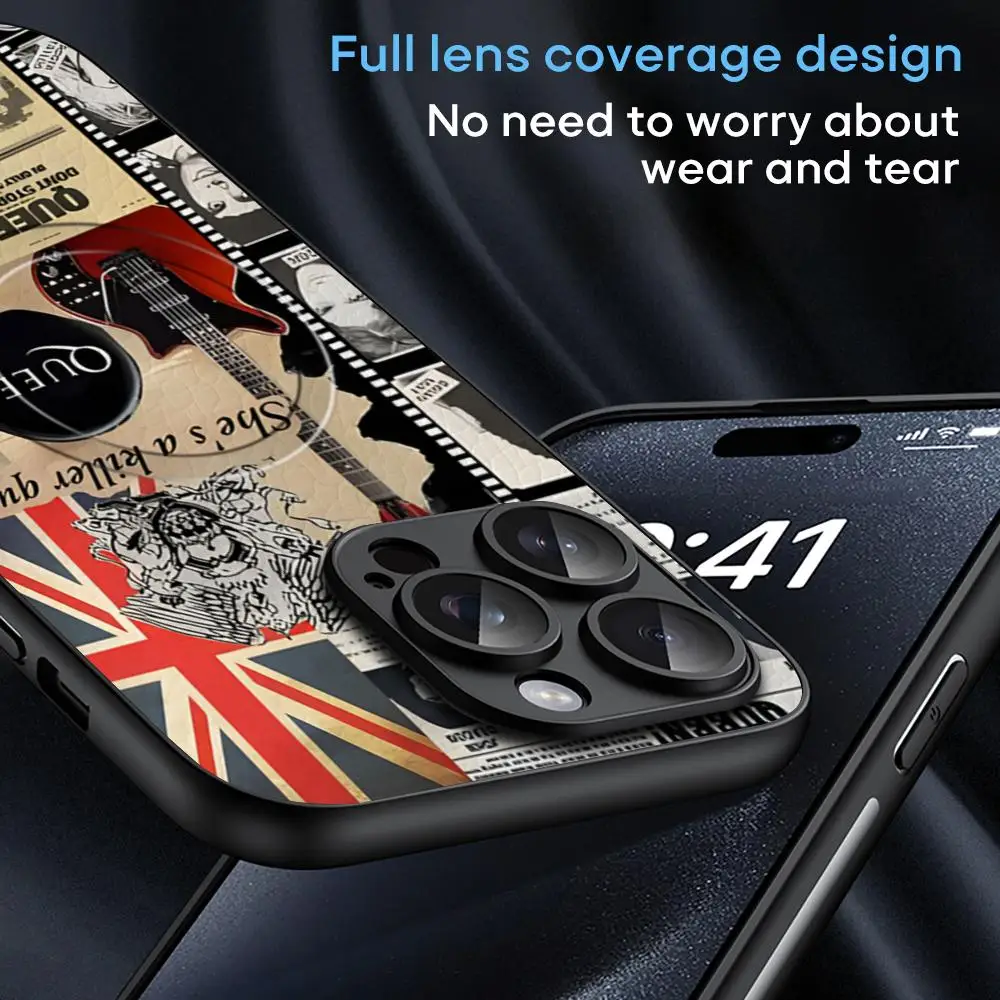 Luxurious Rock Q-Queen Cool Phone Case For iPhone 16 15 14 13 12 11 Plus Pro Max High-end Luxury Magsafe Sheepskin #4