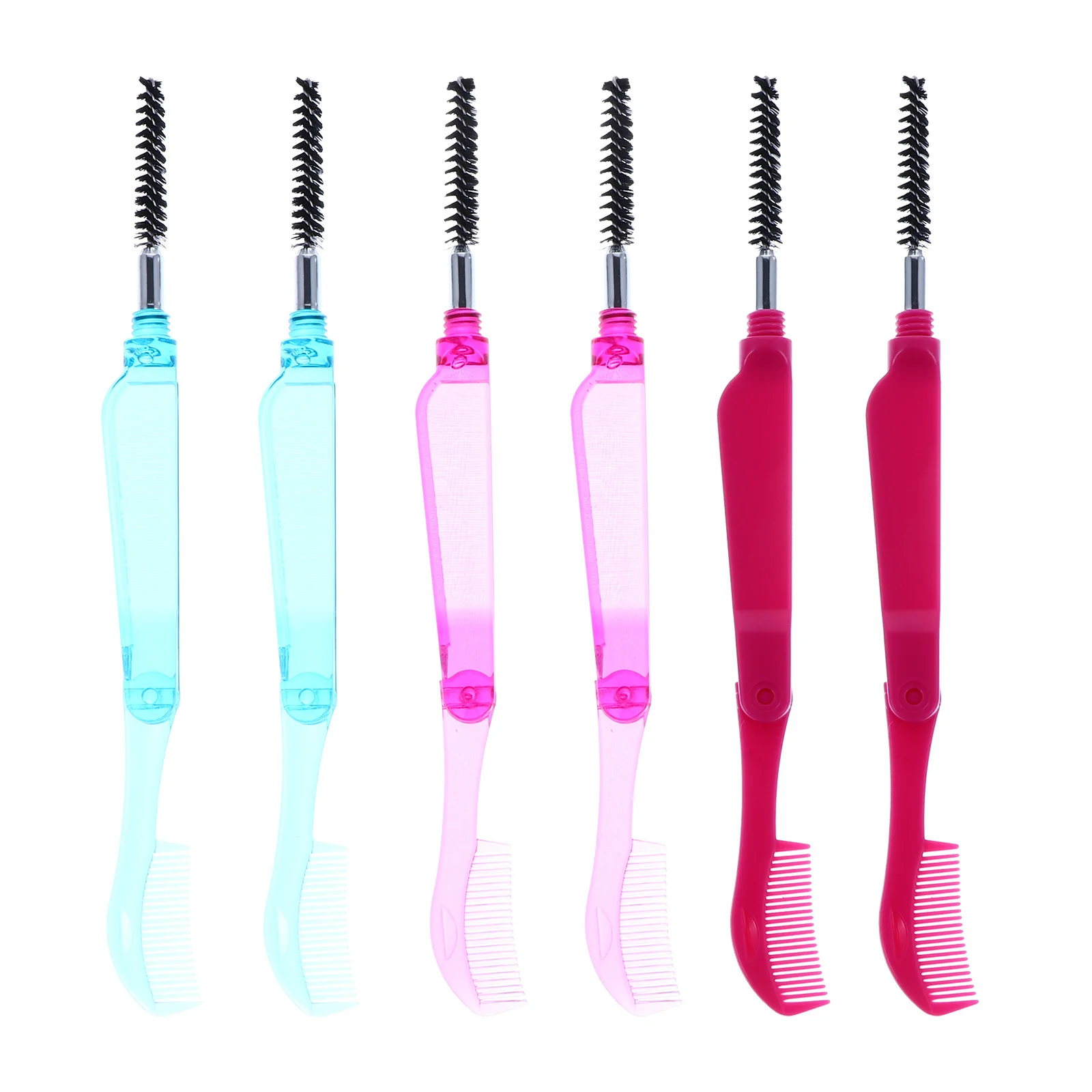 6Pcs Foldable Eyelash Combs Lash Separators Eyebrow Grooming Brushes Plastic Handle Beauty Salon Makeup Tool Eyelash Brush