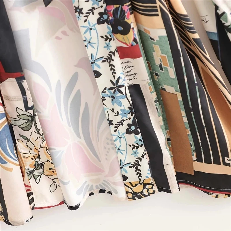 Long Sleeve Pants Sleepwear Women's Pajamas Set Summer Print Vintage V-neck Long Kimono 2 Pieces Pijamas Women Home Suit