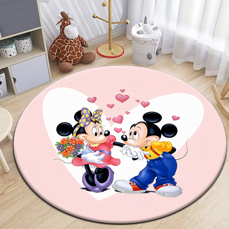 Mickey Mouse Clubhouse Round Carpet for Living Room Rugs Camping Picnic Mats Flannel Anti-Slip Gifts,carpets for living room