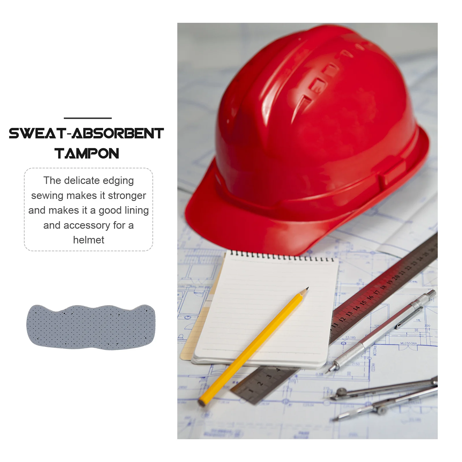 

6pcs Safety Hat Sweatbands Light Grey Hard Hat Liner Breathable Sweat-Absorbing Pad For Worker Accessory