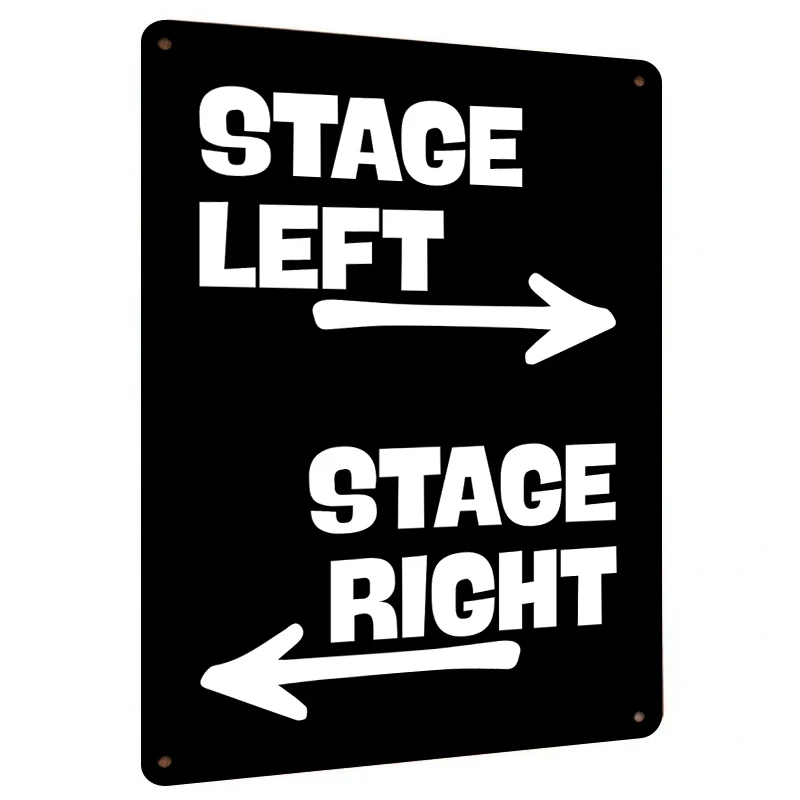 Theater Stage Direction Sign Left Right Arrow Metal Tin Sign Play Prop Wall Decor for Studio