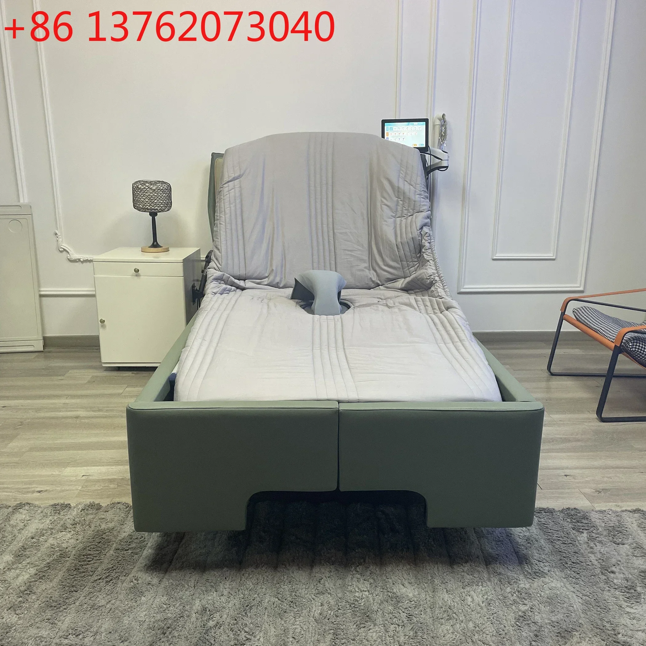 Intelligent home nursing bed with adjustable backrest lifting and lowering for old people comfort care use