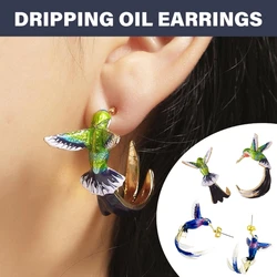 Versatile Hummingbird Earrings Enamel Coated for Trendy Women Ladies Casual Wear Versatile Hummingbird Earrings Enamel Coated