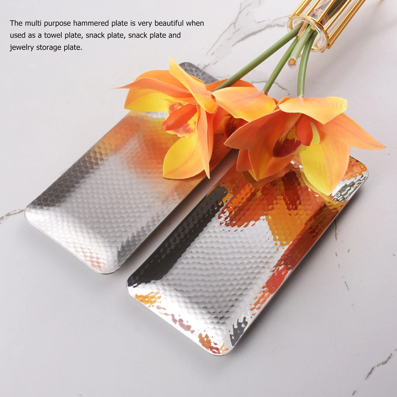 

Hammered Trays 25x11cm Towel Hammered Trays Stainless Steel Multi Purpose Dishwasher Dessert Tray Plate for Home Restaurant