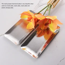 Hammered Trays 25x11cm Towel Hammered Trays Stainless Steel Multi Purpose Dishwasher Dessert Tray Plate for Home Restaurant